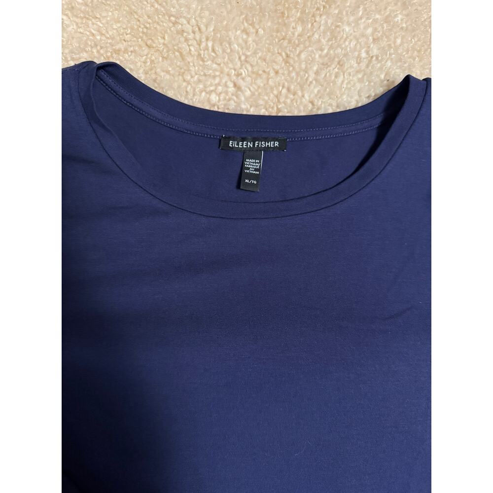 Eileen Fisher Crewneck Long Sleeve Tencel Jersey Tunic Top – Dark Blue – XL - Picture 7 of 7
